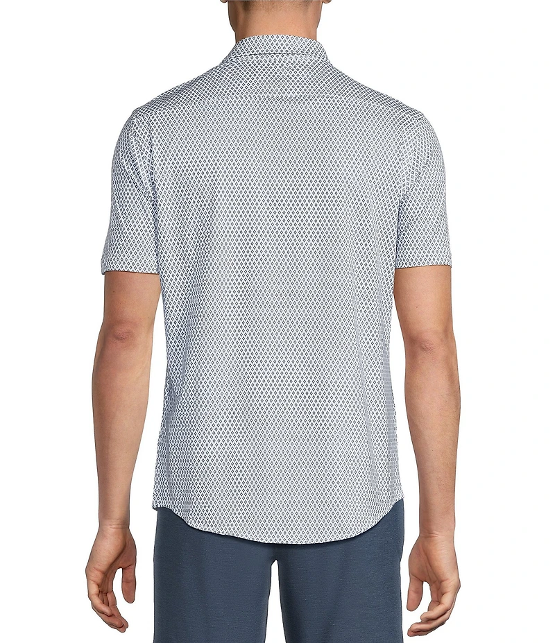 Cremieux Blue Label Geometric Diamond Print Short Sleeve Coat Front Shirt