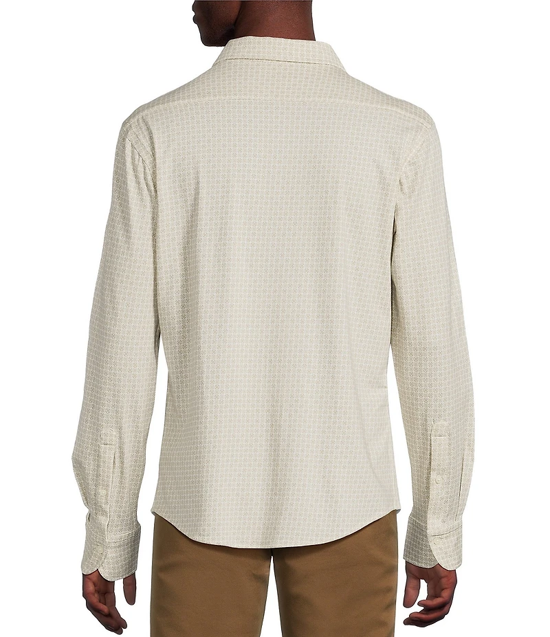 Cremieux Blue Label Geometric Print Coat Front Knit Shirt