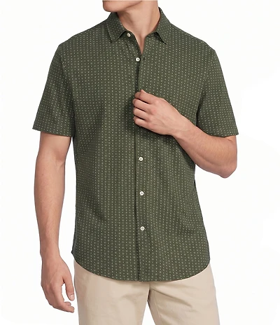 Cremieux Blue Label Geometric Print Coat Front Short Sleeve Shirt