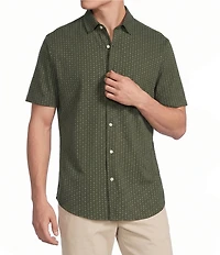 Cremieux Blue Label Geometric Print Coat Front Short Sleeve Shirt