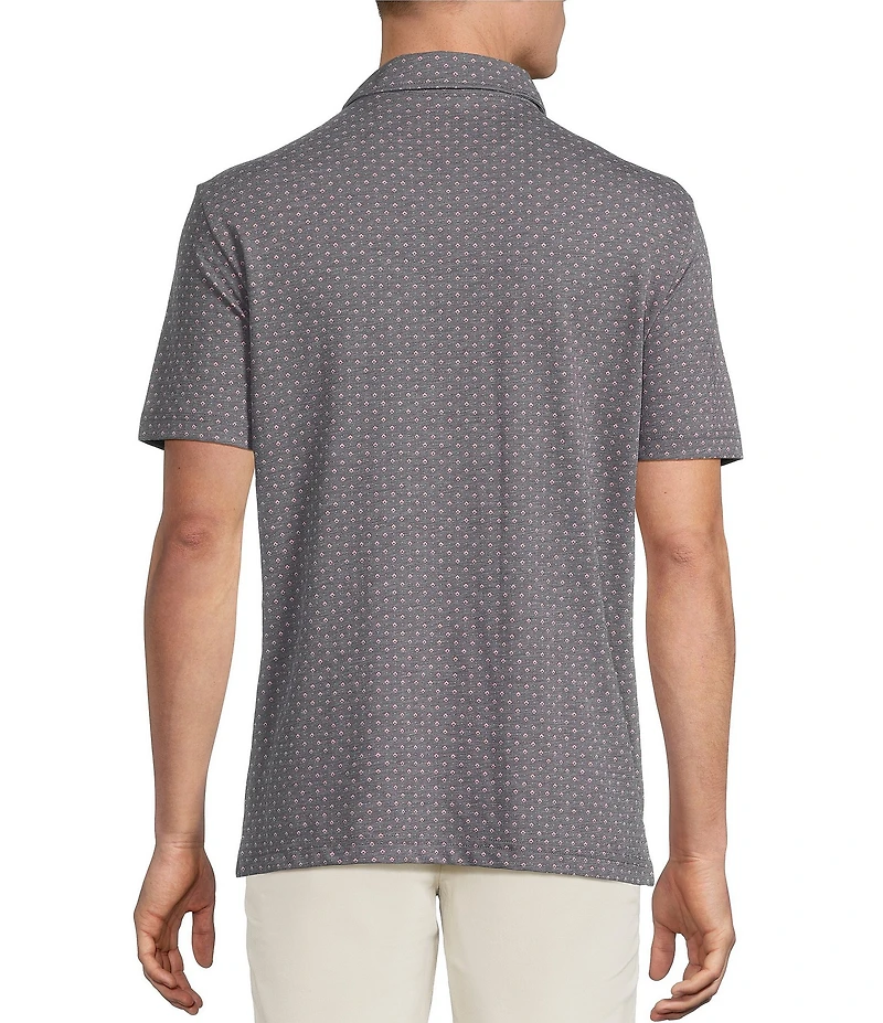 Cremieux Blue Label Geometric Print Performance Stretch Short Sleeve Golf Polo Shirt