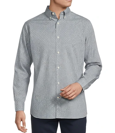 Cremieux Blue Label Geometric Print Poplin Long Sleeve Woven Shirt