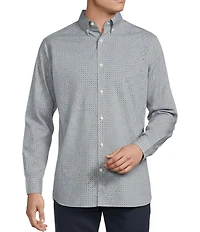 Cremieux Blue Label Geometric Print Poplin Long Sleeve Woven Shirt