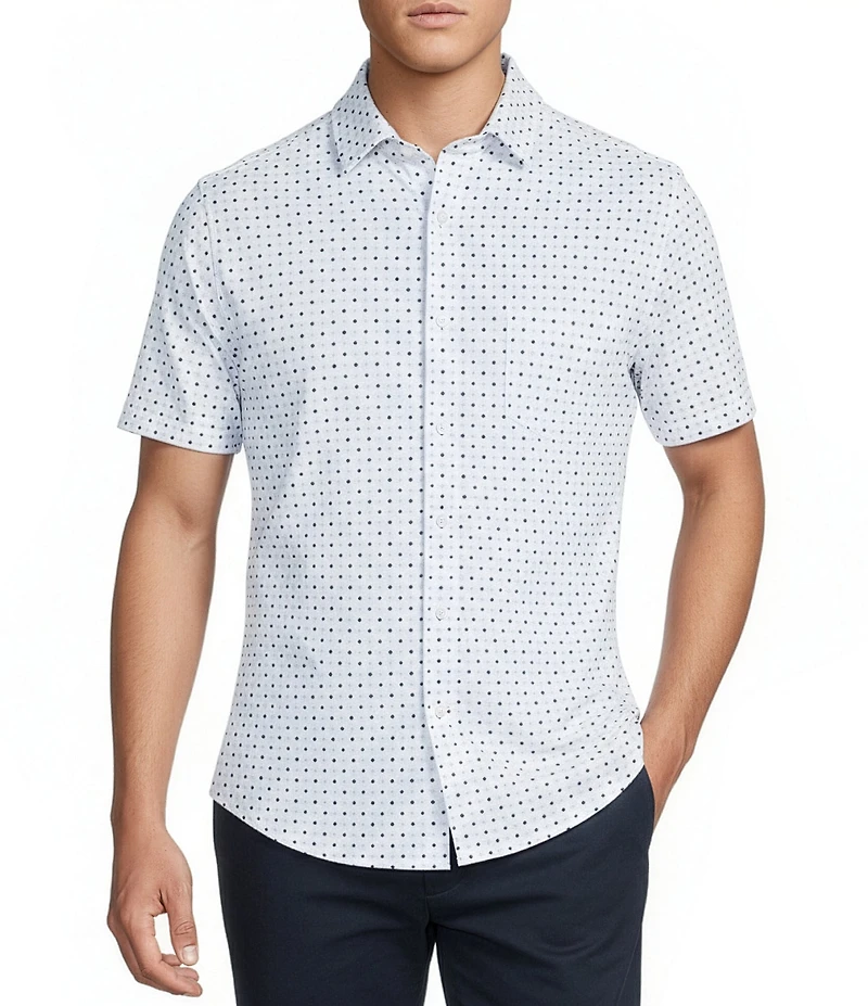 Cremieux Blue Label Geometric Short Sleeve Coat Front Shirt