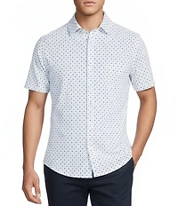 Cremieux Blue Label Geometric Short Sleeve Coat Front Shirt