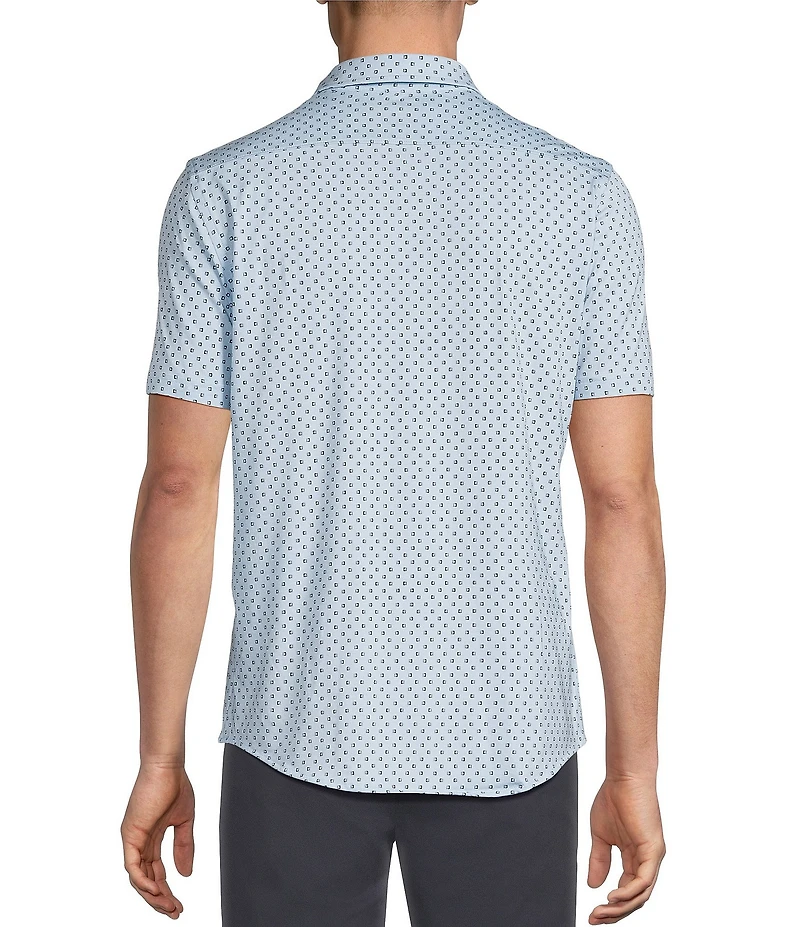Cremieux Blue Label Geometric Square Print Short Sleeve Coat Front Shirt