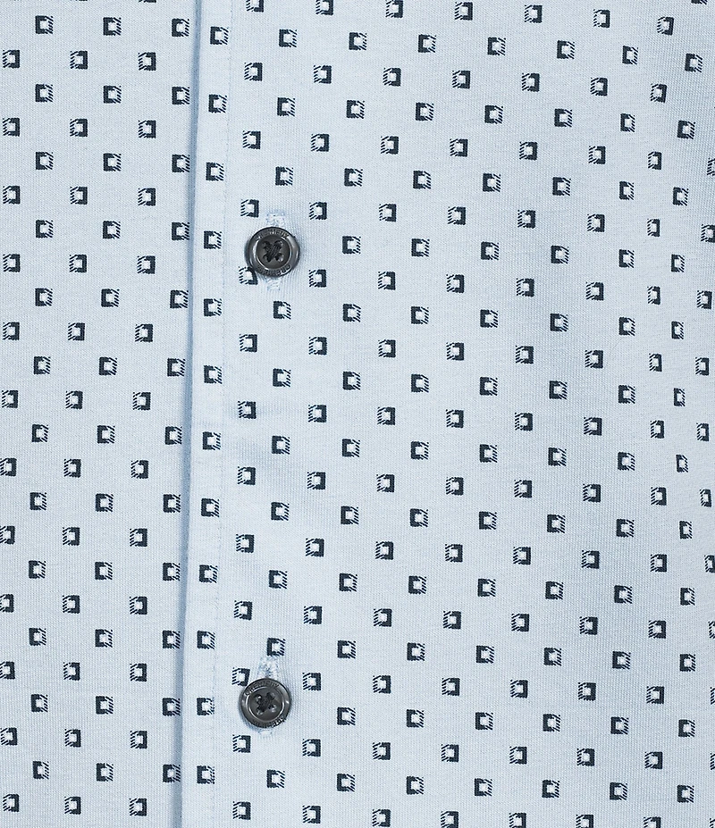 Cremieux Blue Label Geometric Square Print Short Sleeve Coat Front Shirt