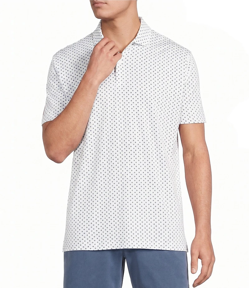 Cremieux Blue Label Geometric Square Print Short Sleeve Polo Shirt