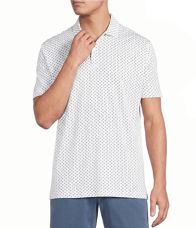 Cremieux Blue Label Geometric Square Print Short Sleeve Polo Shirt