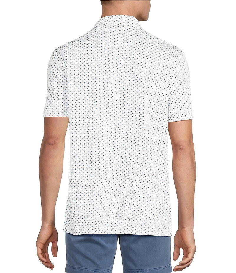 Cremieux Blue Label Geometric Square Print Short Sleeve Polo Shirt