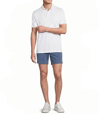 Cremieux Blue Label Geometric Square Print Short Sleeve Polo Shirt