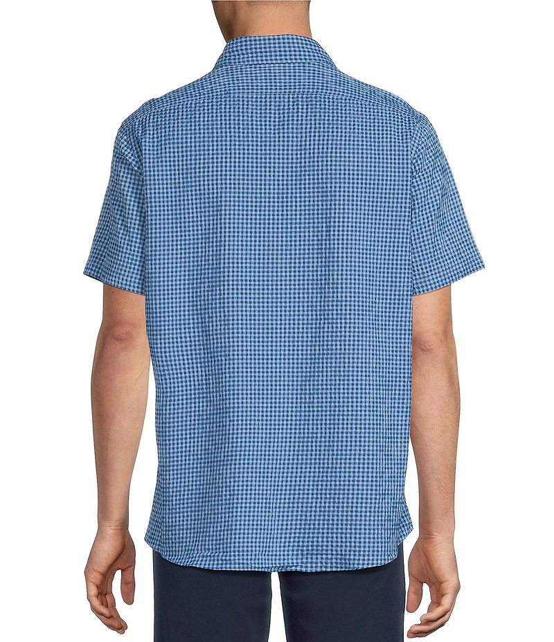 Cremieux Blue Label Gingham Seersucker Performance Short Sleeve Button Front Woven Shirt