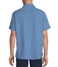 Cremieux Blue Label Gingham Seersucker Performance Short Sleeve Button Front Woven Shirt