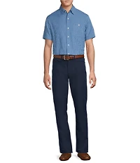 Cremieux Blue Label Gingham Seersucker Performance Short Sleeve Button Front Woven Shirt