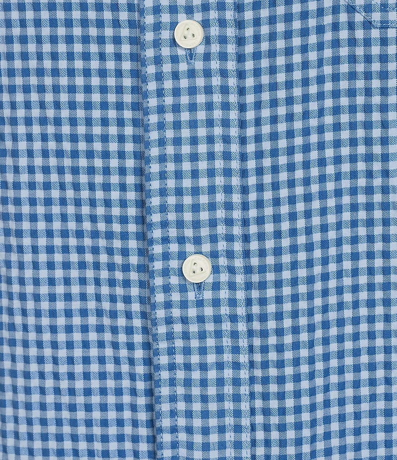 Cremieux Blue Label Gingham Seersucker Performance Short Sleeve Button Front Woven Shirt