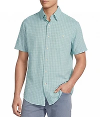Cremieux Blue Label Gingham Seersucker Performance Short Sleeve Button Front Woven Shirt