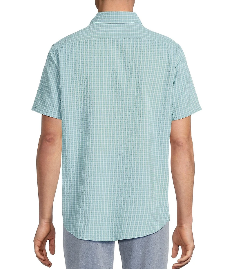 Cremieux Blue Label Gingham Seersucker Performance Short Sleeve Button Front Woven Shirt