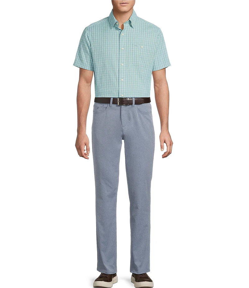 Cremieux Blue Label Gingham Seersucker Performance Short Sleeve Button Front Woven Shirt