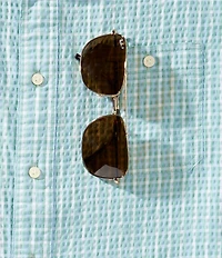 Cremieux Blue Label Gingham Seersucker Performance Short Sleeve Button Front Woven Shirt