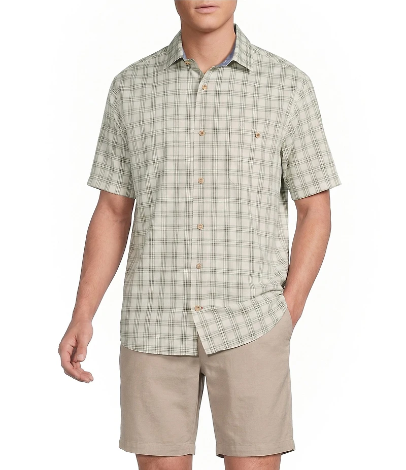Cremieux Blue Label Grid Plaid Short Sleeve Woven Shirt