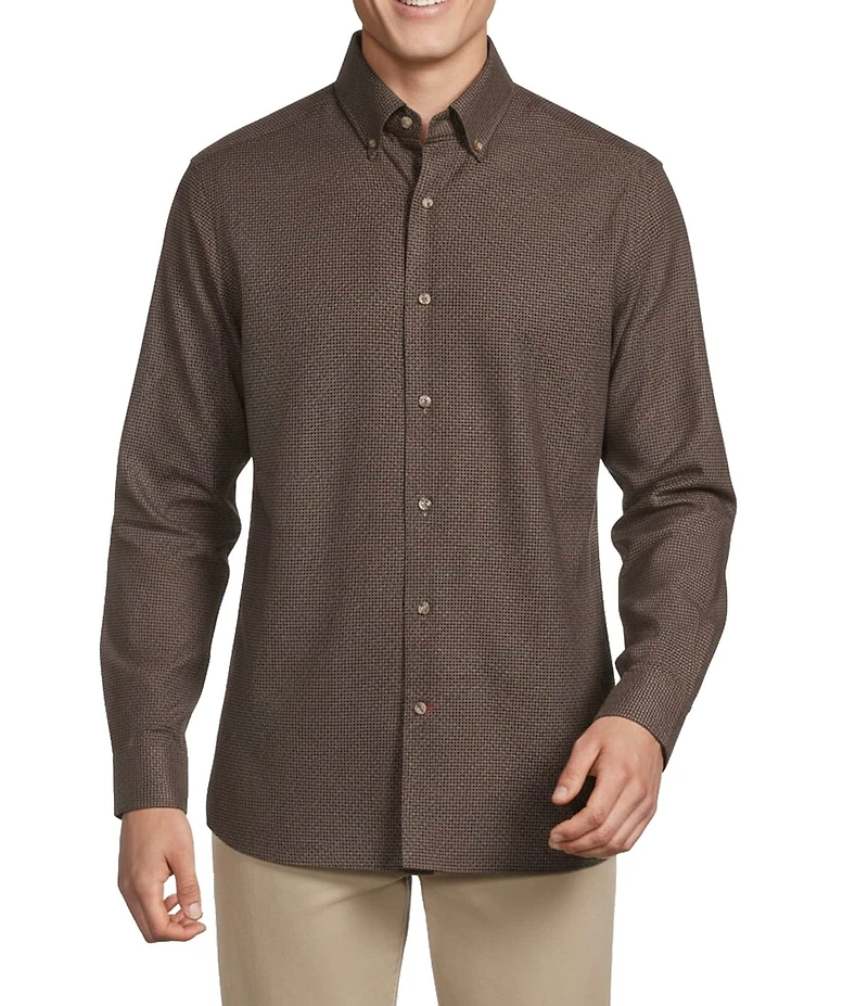 Cremieux Blue Label Heather Twill Check Long Sleeve Woven Shirt