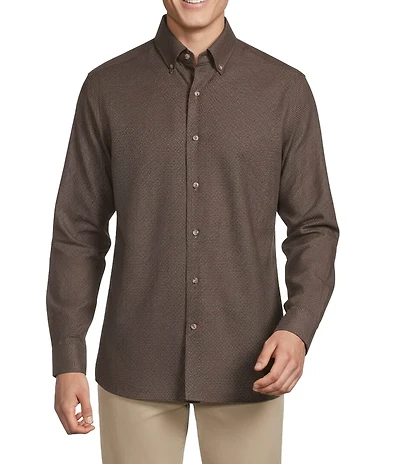 Cremieux Blue Label Heather Twill Check Long Sleeve Woven Shirt