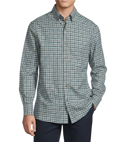 Cremieux Blue Label Heather Twill Small Check Long Sleeve Woven Shirt
