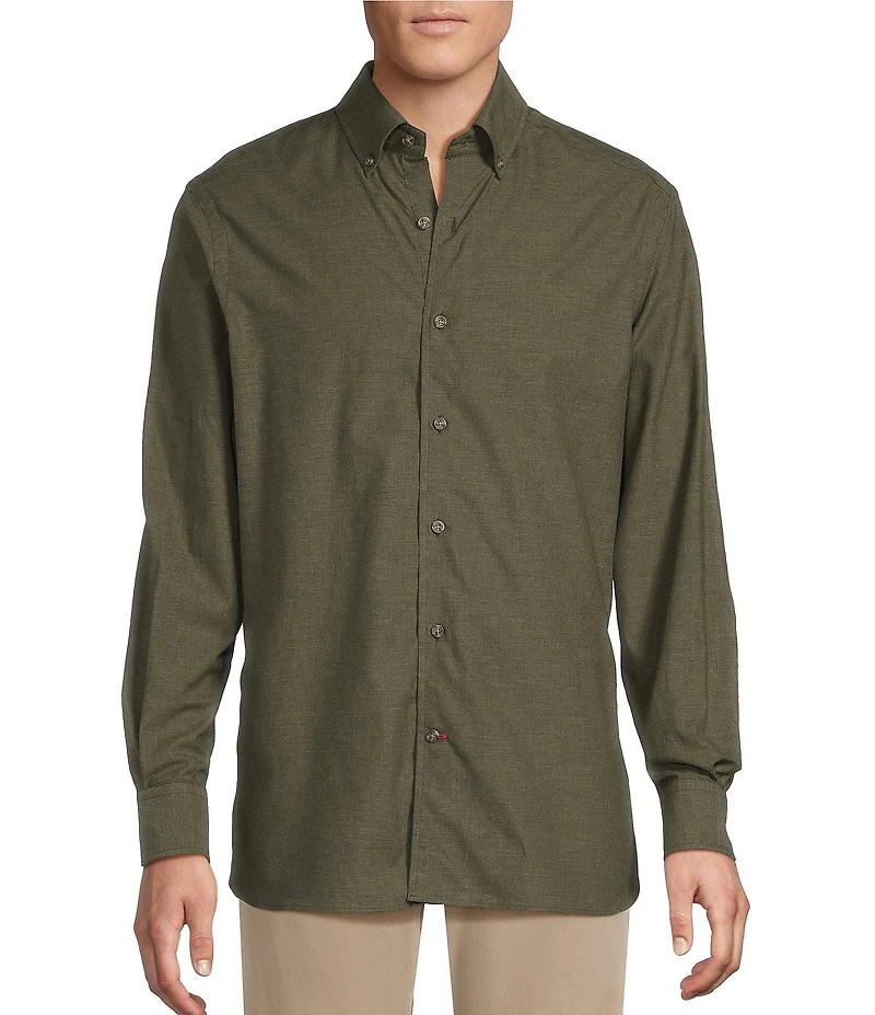 Cremieux Blue Label Heather Twill Solid Long Sleeve Woven Shirt