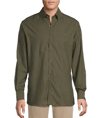 Cremieux Blue Label Heather Twill Solid Long Sleeve Woven Shirt
