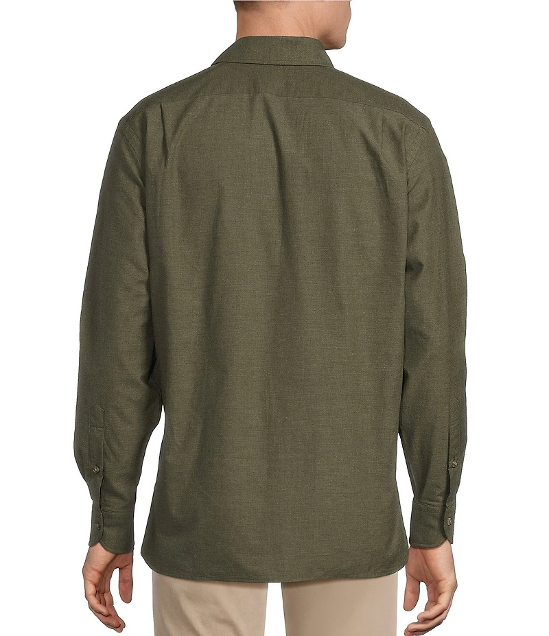 Cremieux Blue Label Heather Twill Solid Long Sleeve Woven Shirt