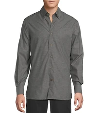 Cremieux Blue Label Heather Twill Solid Long Sleeve Woven Shirt