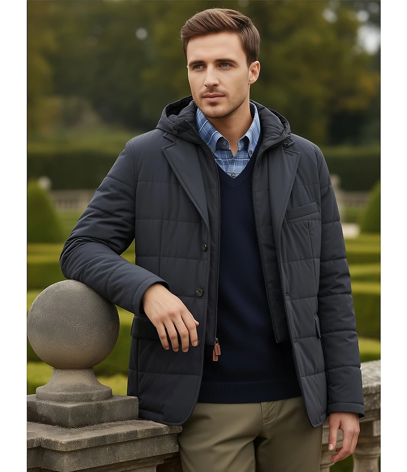 Cremieux Blue Label Herringbone Hooded Blazer Jacket