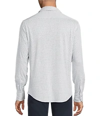 Cremieux Blue Label Interlock Coat Front Long Sleeve Geometric Print Knit Shirt