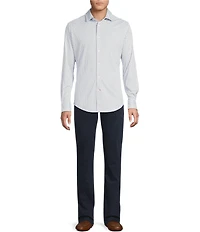 Cremieux Blue Label Interlock Coat Front Long Sleeve Geometric Print Knit Shirt