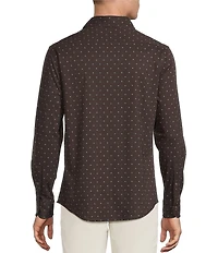 Cremieux Blue Label Interlock Coat Front Long Sleeve Geometric Print Knit Shirt