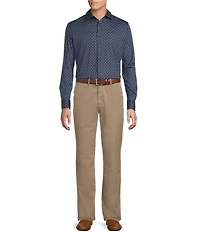 Cremieux Blue Label Interlock Coat Front Long Sleeve Geometric Print Knit Shirt