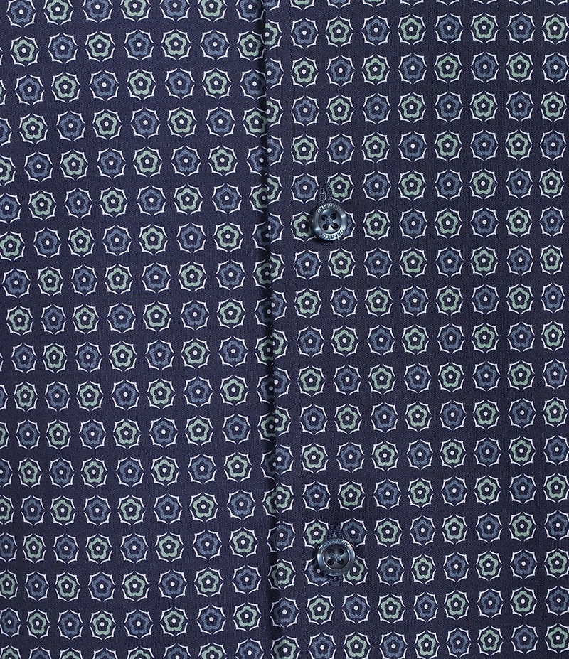 Cremieux Blue Label Interlock Coat Front Long Sleeve Geometric Print Knit Shirt