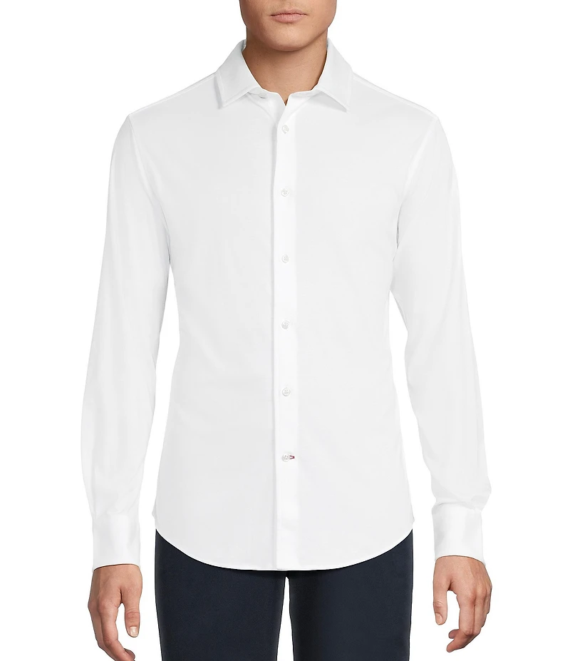 Cremieux Blue Label Interlock Coat Front Long Sleeve Knit Shirt