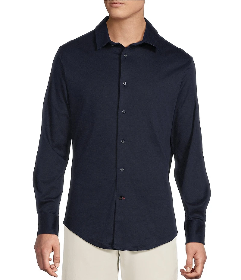 Cremieux Blue Label Interlock Coat Front Long Sleeve Knit Shirt