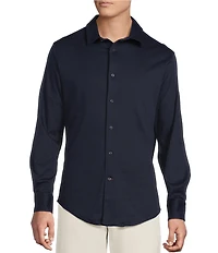 Cremieux Blue Label Interlock Coat Front Long Sleeve Knit Shirt