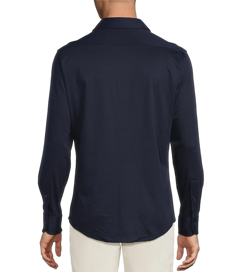 Cremieux Blue Label Interlock Coat Front Long Sleeve Knit Shirt
