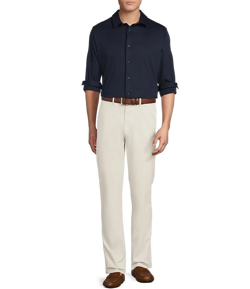 Cremieux Blue Label Interlock Coat Front Long Sleeve Knit Shirt