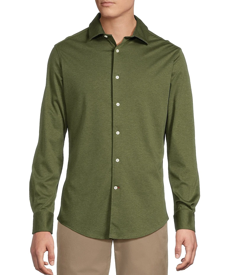 Cremieux Blue Label Interlock Coat Front Long Sleeve Knit Shirt