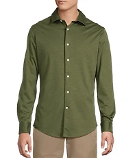 Cremieux Blue Label Interlock Coat Front Long Sleeve Knit Shirt