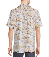 Cremieux Blue Label Island Landscape Print Short Sleeve Woven Camp Shirt