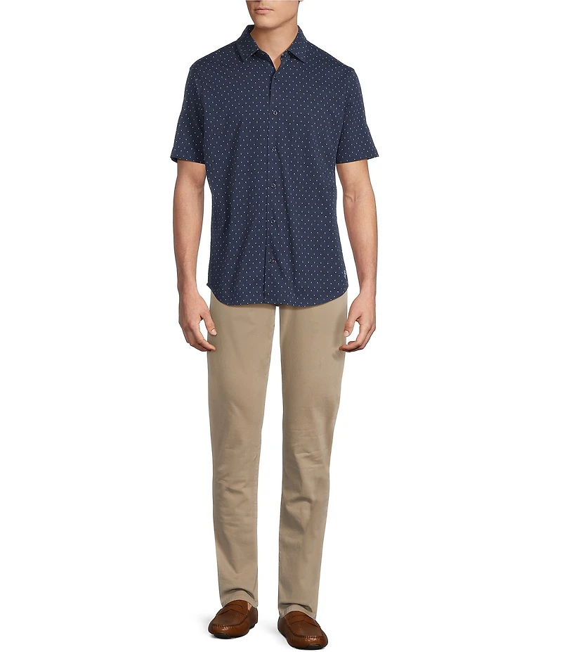 Cremieux Blue Label Jersey Knit Geo Print Short Sleeve Coat Front Shirt