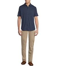 Cremieux Blue Label Jersey Knit Geo Print Short Sleeve Coat Front Shirt