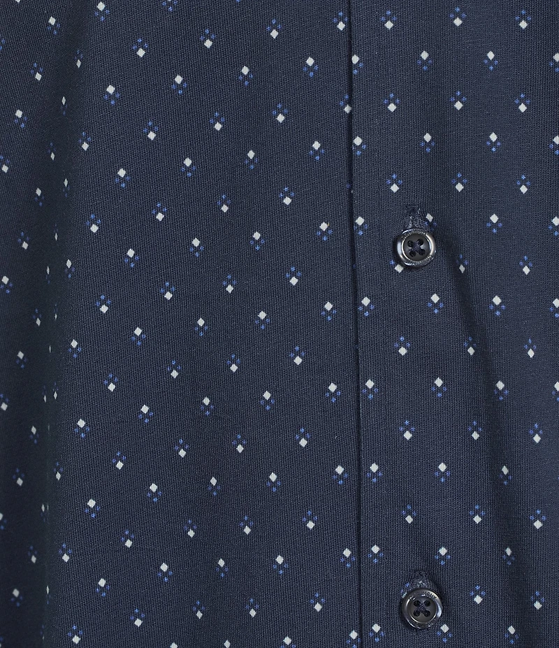 Cremieux Blue Label Jersey Knit Geo Print Short Sleeve Coat Front Shirt