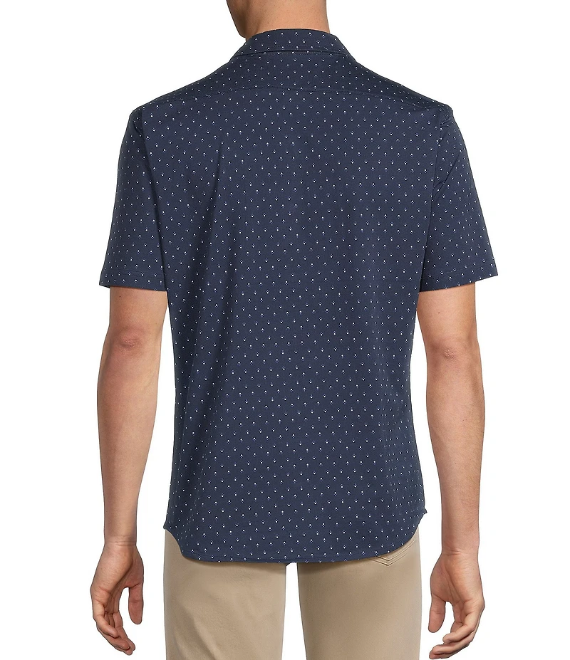 Cremieux Blue Label Jersey Knit Geo Print Short Sleeve Coat Front Shirt