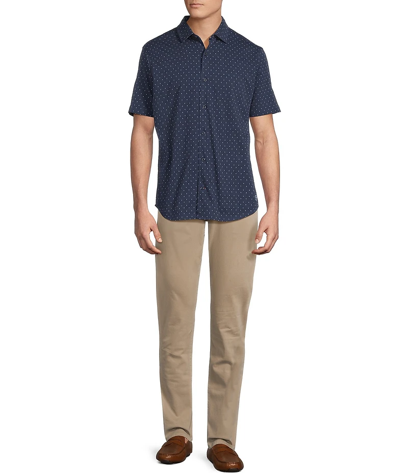 Cremieux Blue Label Jersey Knit Geo Print Short Sleeve Coat Front Shirt